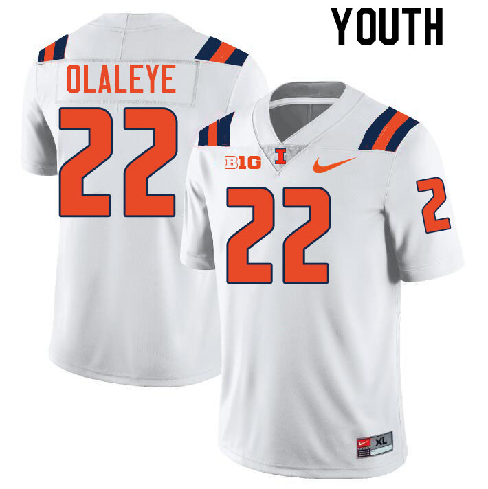 Youth #22 Petey Olaleye Illinois Fighting Illini College Football Jerseys Stitched-White